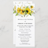 Rustieke Boho Gele Zonnebloemen Bloemen Huwelijk Programmakaart (Voorkant / Achterkant)