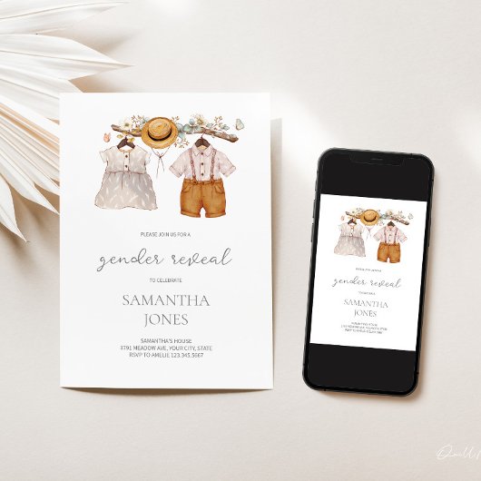 Rustieke Boho Geslacht onthullen uitnodiging