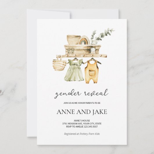 Rustieke Boho Geslacht onthullen uitnodiging (Voorkant)
