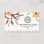 Rustieke Boho gewei, veren kralen Floral Tribal Visitekaartje (Voorkant)