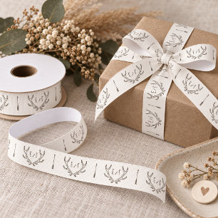 Rustieke Boho Geweien Pijlen Trouw Beginletters ID Grosgrain Lint