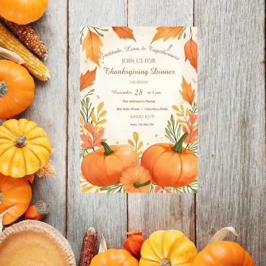 Rustieke Boho Gezellige Herfst Thanksgiving Uitnod Kaart