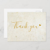 Rustieke Boho Gold Heart Script Dank je Briefkaart (Voorkant / Achterkant)