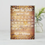 Rustieke Boho Gouden Hart Kalender Bewaar de Datum Save The Date (Staand voorkant)