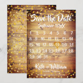 Rustieke Boho Gouden Hart Kalender Bewaar de Datum Save The Date (Voorkant / Achterkant)
