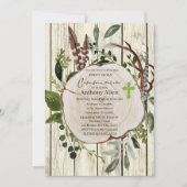 Rustieke Boho Greenery Eerste Heilige Communie Kaart (Voorkant)