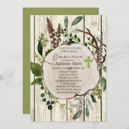 Rustieke Boho Greenery Eerste Heilige Communie Kaart