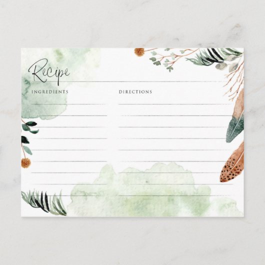 Rustieke Boho Groene Bruidsdouche Recept Briefkaart (Achterkant)