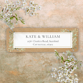 Rustieke Boho Groenery Waterverf Blad Adres Etiket