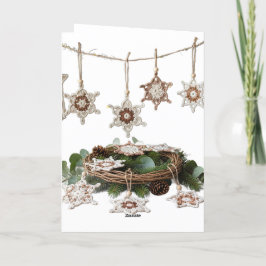 Rustieke Boho Haaksneeuwvlok Kerstgroet Feestdagen Kaart
