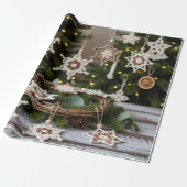 Rustieke Boho Haaksneeuwvlok Kerstmis Cadeaupapier (Uitgerold)