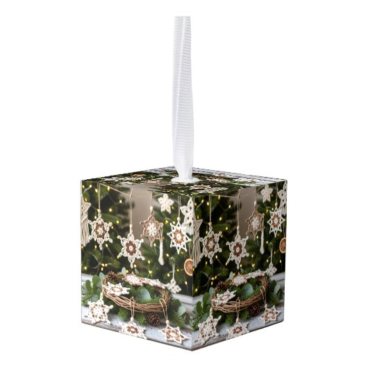 Rustieke Boho Haaksneeuwvlok Kerstmis Decoratie (Achter hoekig)