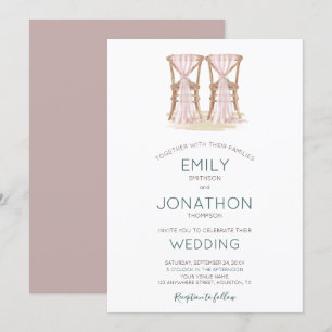 Rustieke Boho Happy Couple Organza Stoelen Bruilof Kaart