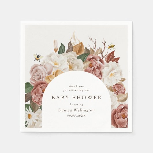 Rustieke Boho Herfst Baby shower Papier servet (Voorkant)