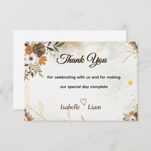 rustieke Boho Herfst bedankkaart (Voorkant / Achterkant)