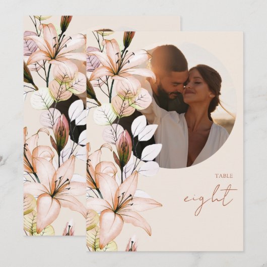 Rustieke Boho Herfst Bloem Foto Tafelnummer (Voorkant / Achterkant)