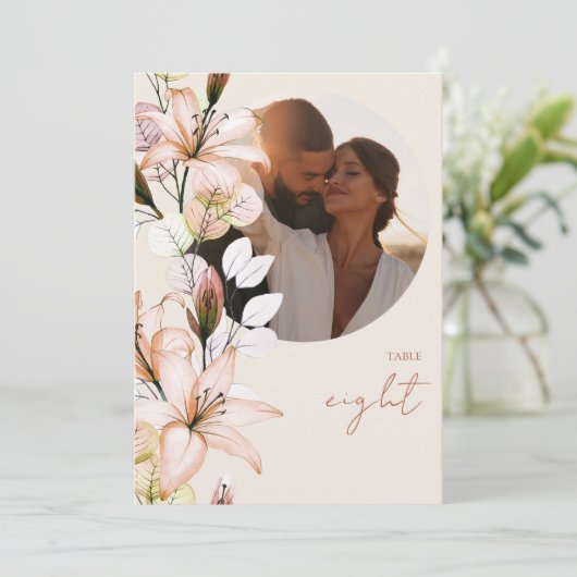 Rustieke Boho Herfst Bloem Foto Tafelnummer (Staand voorkant)