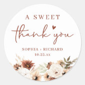 Rustieke Boho Herfst Bloemen bruiloft Bedankt guns Ronde Sticker (Voorkant)