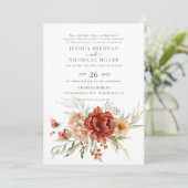 Rustieke Boho Herfst Bloemen Bruiloft Uitnodiging (Staand voorkant)