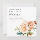 Rustieke Boho Herfst Bloemen Bruiloft Uitnodiging (Voorkant)