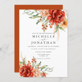Rustieke Boho Herfst Bloemen Bruiloft Uitnodiging