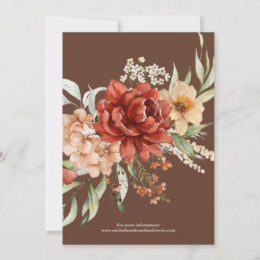 Rustieke Boho Herfst Bloemen Bruiloft Uitnodiging (Achterkant)