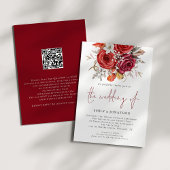 Rustieke Boho Herfst Bloemen QR Code Bruiloft Kaart