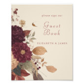 Rustieke Boho Herfst Bloemen Trouwen Guest Book Si Foto Afdruk (Voorkant)