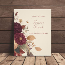 Rustieke Boho Herfst Bloemen Trouwen Guest Book Si