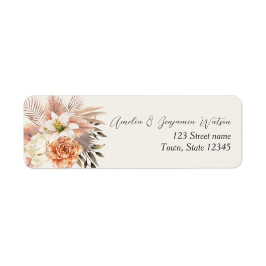 Rustieke Boho Herfst Bruiloft Adreslabel Etiket (Voorkant)