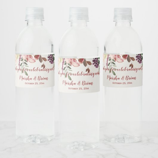 Rustieke Boho herfst bruiloft water fles labels Waterfles Etiket (Flessen)
