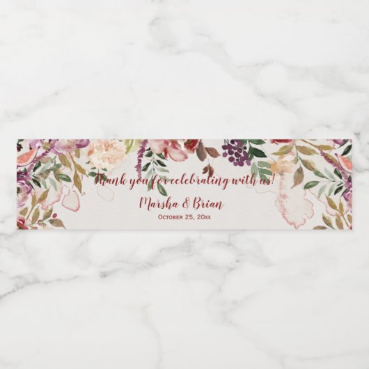 Rustieke Boho herfst bruiloft water fles labels Waterfles Etiket (Enkel label)