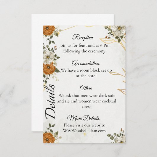  rustieke Boho Herfst Details Kaart (Voorkant / Achterkant)