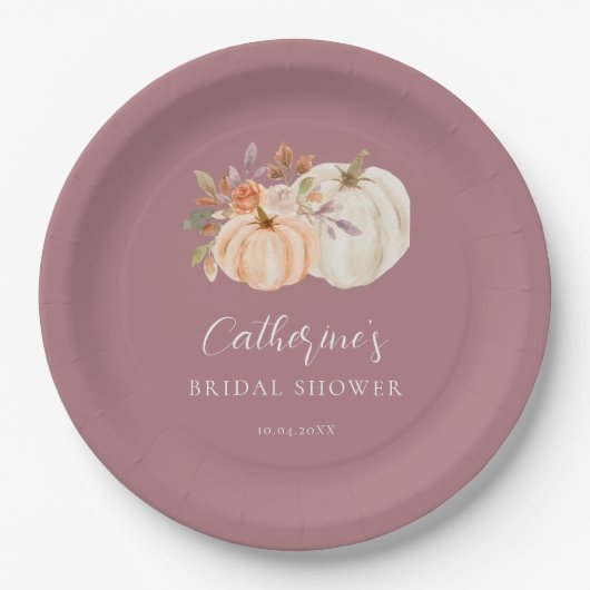 Rustieke Boho Herfst Floral Pompoen Vrijgezellenfe Papieren Bordje (Voorkant)