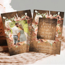 Rustieke Boho Herfst Herfst Bloemen Huwelijksuitno Kaart