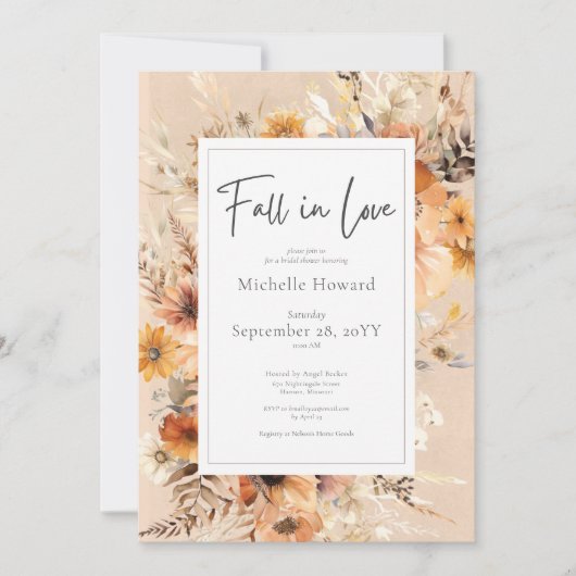 Rustieke Boho Herfst In Love Rust Floral Vrijgezel Kaart (Voorkant)