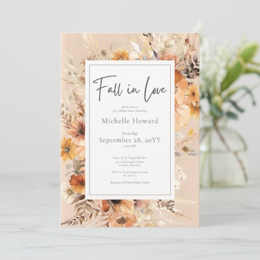 Rustieke Boho Herfst In Love Rust Floral Vrijgezel Kaart (Staand voorkant)