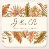 Rustieke Boho Herfst Monogram Bruiloft Kartonnen Onderzetters (Voorkant)