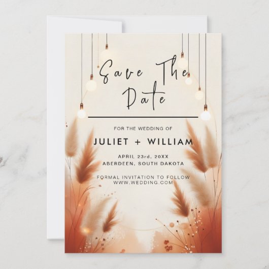 Rustieke Boho herfst Ombre bruine bruiloft Save The Date (Voorkant)