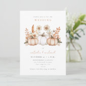 Rustieke Boho Herfst Pompoen Bruiloft Kaart (Staand voorkant)