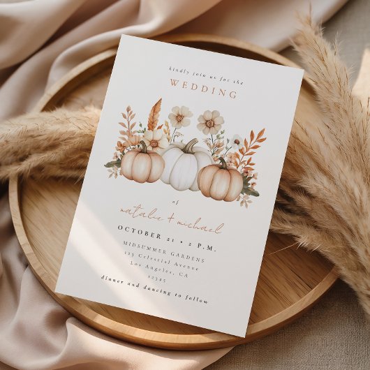 Rustieke Boho Herfst Pompoen Bruiloft Kaart
