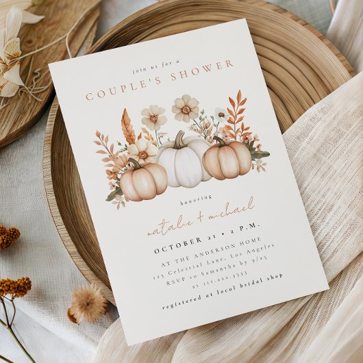 Rustieke Boho Herfst Pompoen Koppel Bruiloft Kaart