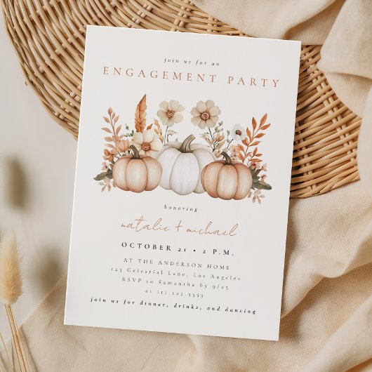 Rustieke Boho Herfst Pompoen Verlovingsfeest Kaart