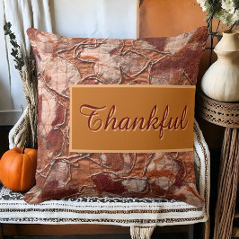 Rustieke boho herfst sinaasappel dankbaar script b kussen