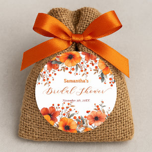 Rustieke Boho Herfst Sinaasappelbloesem Bruidsdouc Ronde Sticker