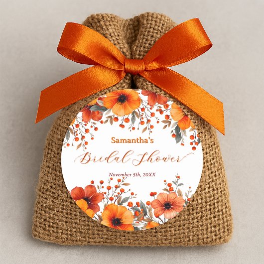 Rustieke Boho Herfst Sinaasappelbloesem Bruidsdouc Ronde Sticker