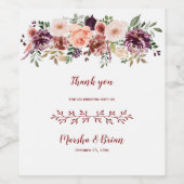 Rustieke Boho Herfst Waterverf Bloem Wijnlabels Wijn Etiket (Enkel label)