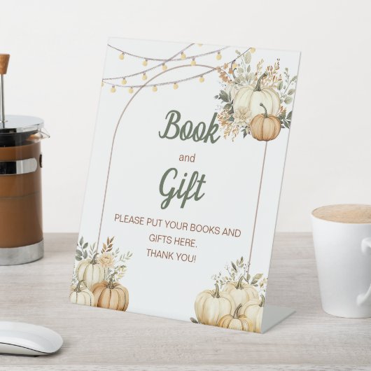 Rustieke Boho herfst Waterverf pompoen Reclamebord Met Voetstuk (Insitu)