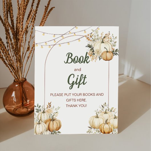 Rustieke Boho herfst Waterverf pompoen Reclamebord Met Voetstuk