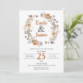 Rustieke Boho Herfst Wildbloemen Bruiloft Kaart (Staand voorkant)